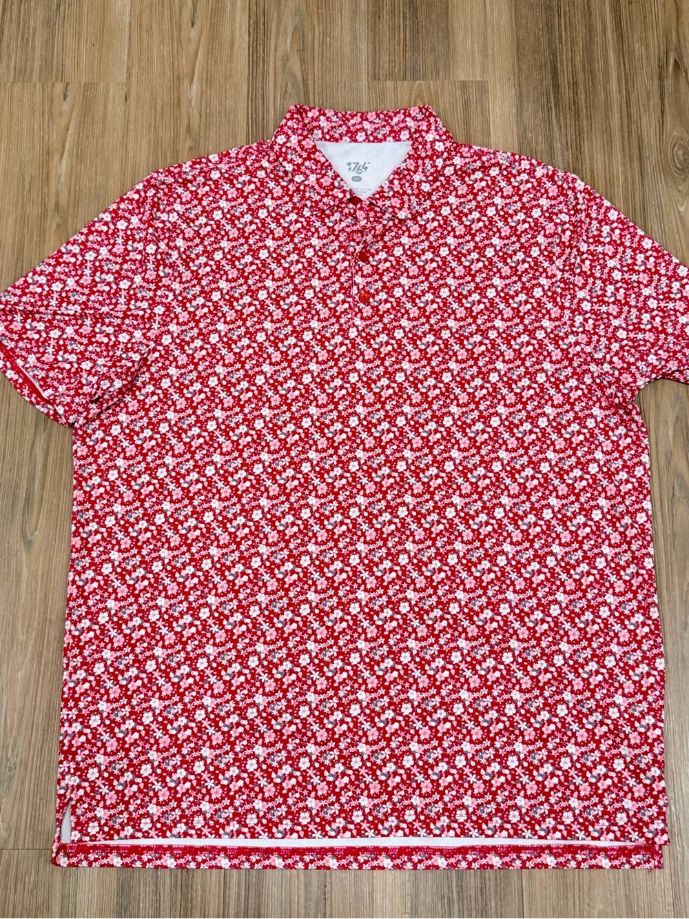 1764 Golf Men's XXL Red Floral Short-Sleeve Shirt